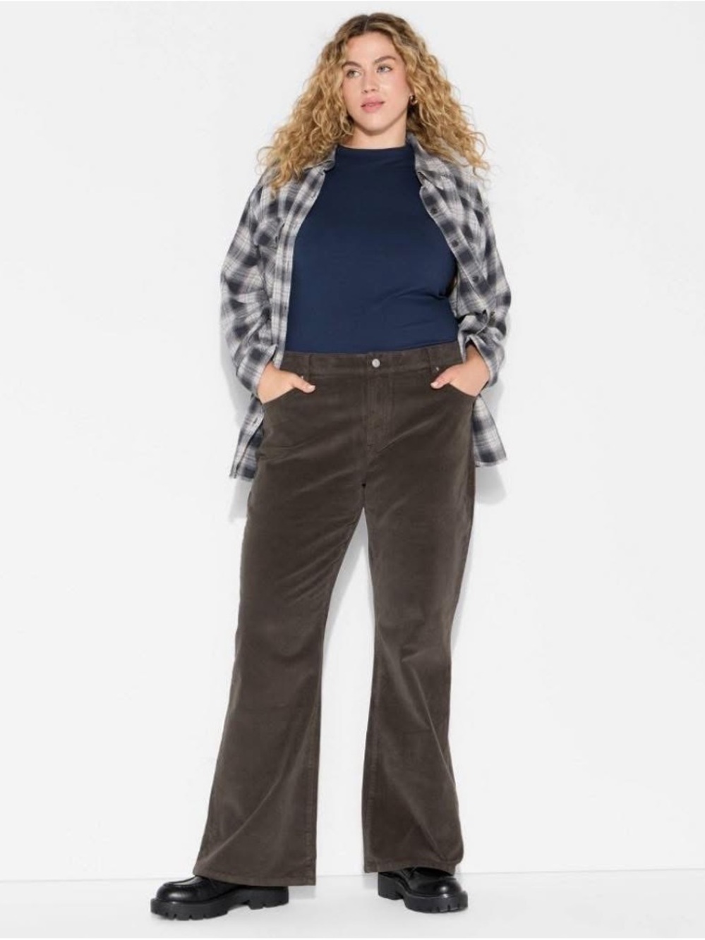 Women's Corduroy Slim Boot Pants - Wild Fable™ Brown 1X
